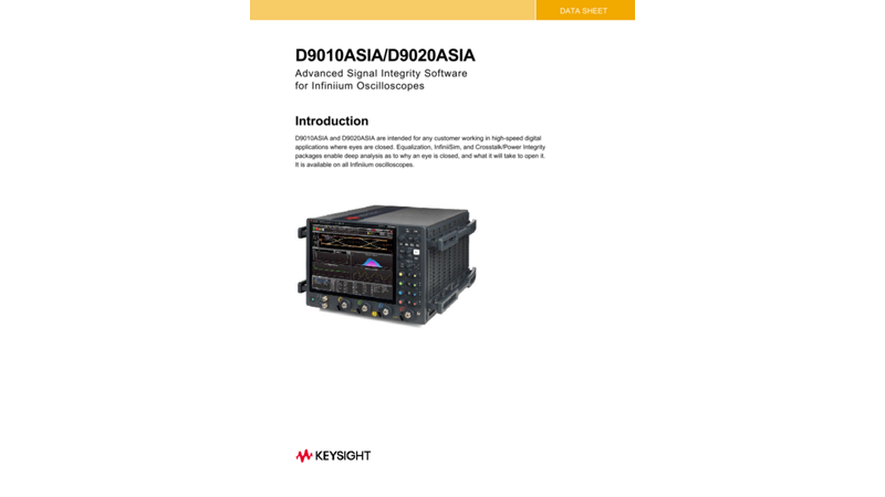 D9110ASIA/D9120ASIA Advanced Signal Integrity Software for Infiniium Oscilloscopes